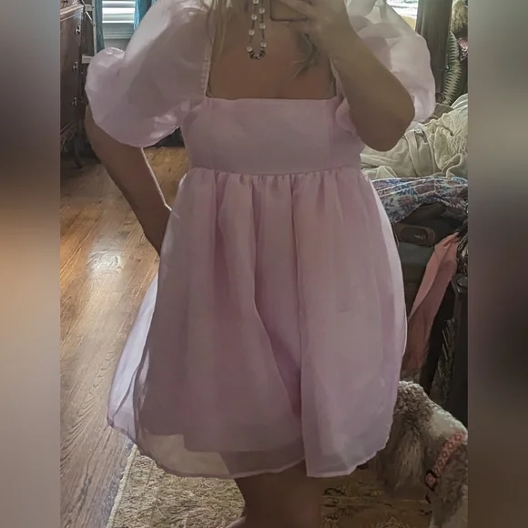 Blush Pink Selkie inspired Babydoll Mini dress Size L - Picture 2 of 3